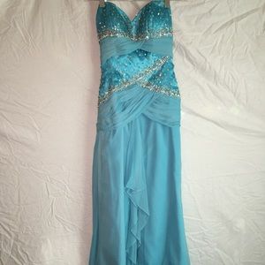 Light blue strapless pageant/prom dress